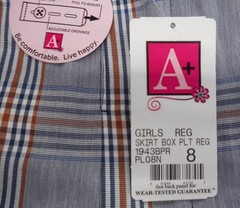 Girls A+ Blue & Orange Plaid Box Pleat Uniform Skirt Reg/1/2/Jr. Sizes 8 – 40 Jr