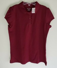 Childrens Place Girls 16 XXL Ruffle Front Short Sleeve Polo Shirt BURGUndy #AB21