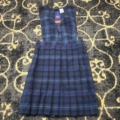 French Toast Girls Plaid Pleated Uniform Jumper Dress Blue 14 Zip Sleeveless
