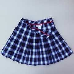 Mills Uniform Girls 14 Navy White Plaid Pleated A-Line Skirt Uniform School