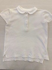 Lands End Large 6X/7 White Peter Pan Collar Ruffle Polo School Uniform Shirt LOT