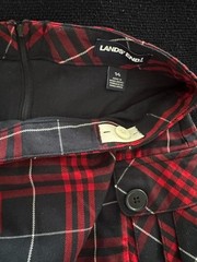 2 Lands’ End School size 14 Side Pleat Plaid Skort Above Knee Large Navy Plaid