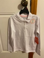 NEW GIRLS SIZE SMALL 6-6X WONDER NATION LONG SLEEVE SCHOOL UNIFORM POLO SHIRT