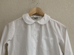 Dennis Long Sleeve White Peter Pan Collar Blouse Size G12 (List $25)