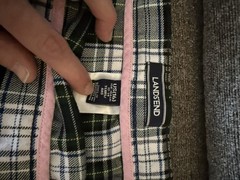 Lands End girls size 16 Skirt school uniform below knee white Blue Green plaid