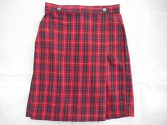 Girls A+ Red & Black Plaid Button Front Box Pleat Uniform Skort Jr. Sizes 5 – 27