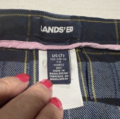 Lands’ End Girls Plaid Pleated School Uniform Skirt Adjustable Waist sz 7