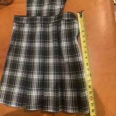 Dennis School Uniform girl Sz 8H Husky green yellow plaid jumper dress 18632A