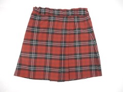 Girls R/K Red & Black Plaid Box Pleat Uniform Skort Size 3