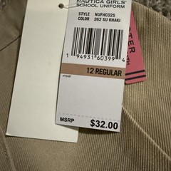 Nautica School Uniform Girls Khaki Pleated Skirt/Skort Size 12 NWT Free Shipping
