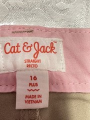 NWT Girls 16 PLUS Cat & Jack Tan Khaki School Uniform Pants Straight Adj Waist