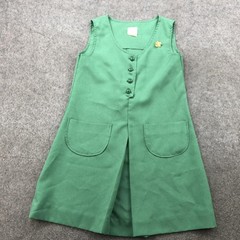 Vintage Girl Scouts Uniform Set Girls 10 Green Jumper Pants Blouse Sash Pin 70s