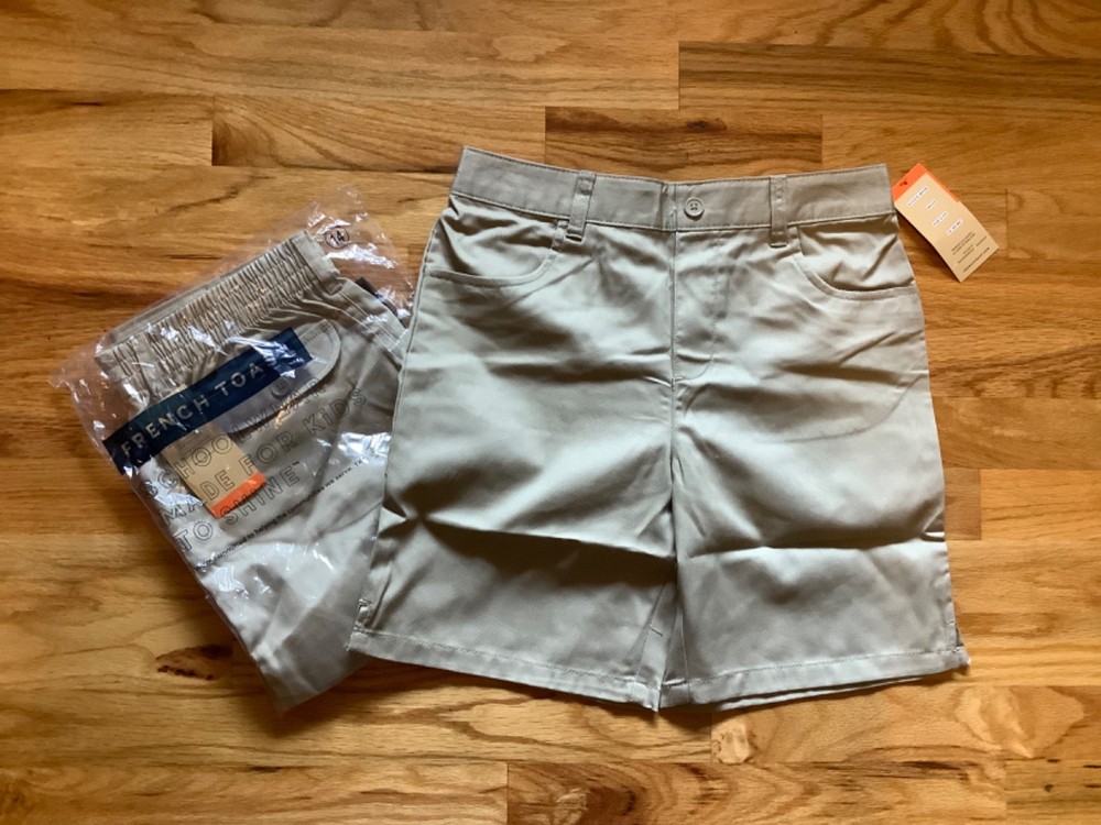 NWT 2 Khaki French Toast Girl’s School Uniform Pull-On Twill Shorts, Size 14