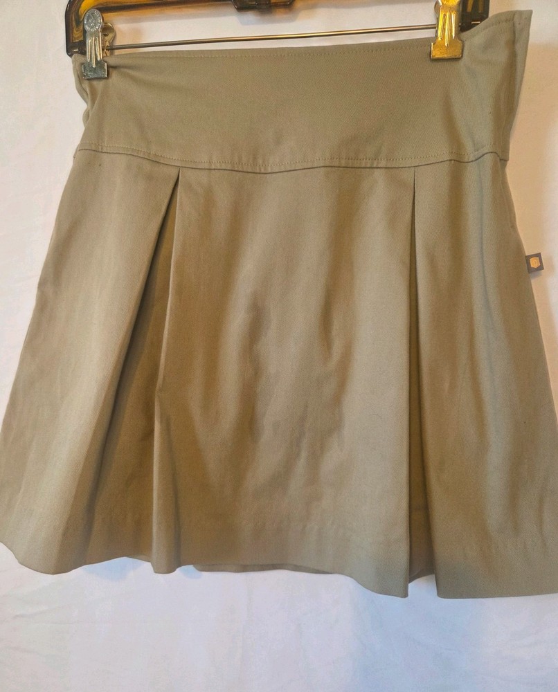 Dennis Uniform Khaki Pleated A-Line Skirt Girls 12 USA Tan Skirt school