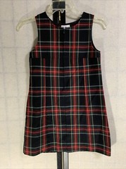 Parker Girls Plaid School Uniform Jumper ~ Size 7 Black Red Green Sleeveless