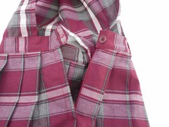 Girls A+ Wine & Gray Plaid V-Slit Knife Pleat Uniform Dress Reg & 1/2 Sz 3-181/2
