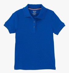 French Toast Girls’ Size Small (6/6X) Blue Short Sleeve Picot Collar Polo Shirt