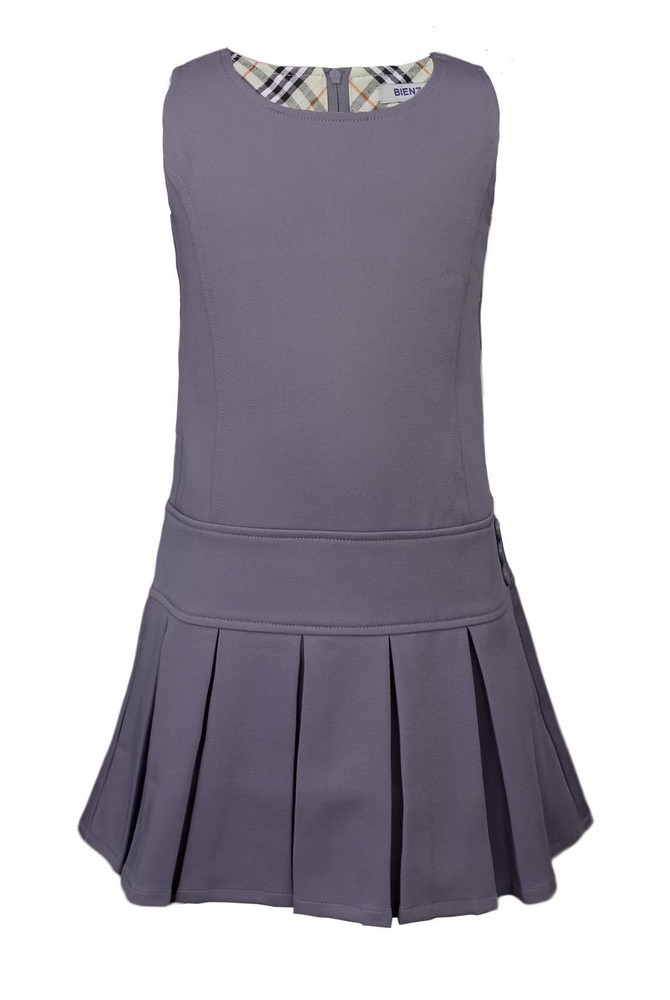 Bienzoe Girls School Uniform Jumper Pleated Sleeveless Knee Length Dress