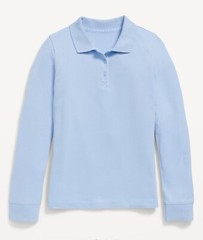 Lot Of 2 Old Navy Light Blue Uniform Collar Long Sleeve Pique Polo Size XL 14/16