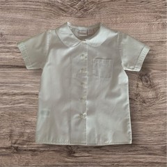 Izod Button Up Shirt Girls Size S (7) White Short Sleeve Peter Pan Collar Preppy
