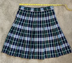 School Apparel Blue/Green/Gold Plaid Pleat Uniform Skirt Size 14 Adjustable
