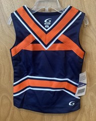 NWT Youth Size Small Orange and Navy Cheerleading Shell by GTM Sportswear