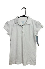 Cat & Jack Girls’ Short Sleeve Interlock Uniform Polo Shirt Size Medium White