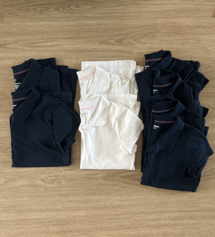 OLD NAVY GIRLS LOT OF POLO SHIRTS SCHOOL UNIFORM NAVY BLUE WHITE XL XXL 14 16 18