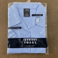 French Toast Girls Size 12.5 Plus Light Blue Short Sleeve Button Front Shirt NWT