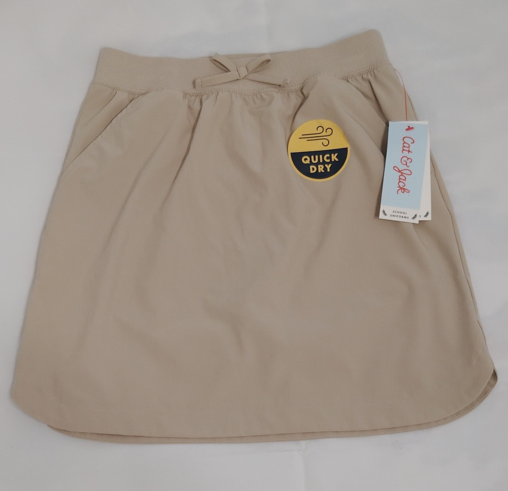 Girls School Uniform Skort Quick Dry Build In Shorts Beige Cat & Jack L 10/12