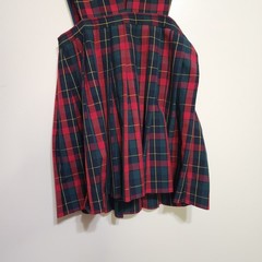 Schoolbelles Girls V-Neck Pleated Tartan Plaid Jumper Uniform Size 10X Red Green