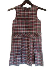 Flynn O’Hara Pleated Jumpers Dresses School Uniforms GIRLS 7 Tan Maroon Plaid