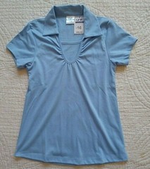 NWT Unik School Uniform V-Neck SS Collar Shirt GSU-03 LIGHT BLUE Girls 16