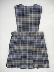Girls R/K Blue & Gray Plaid V-Slit Uniform Dress Size 10 Regular