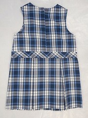 Girls R/K Blue & White Plaid Uniform Jumper Dress Size 6 1/2