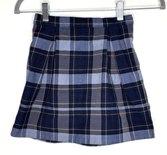 Lands’ End Girls 6 School Uniform Skirt Skort Classic Navy Plaid Blue