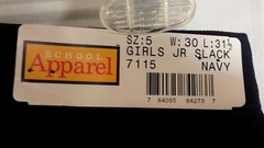 A+ School Apparel Girls JR Uniform Pleated Pocket Pants 30 x 31.5 sz 5 NWT