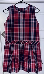 Dennis Uniform Girls Jumper Red White Navy Plaid Size 12 NWT