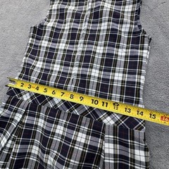 DENNIS Dress Girls 8 Blue Gray Plaid Uniform School Skirt Pleated Drop Waist USA