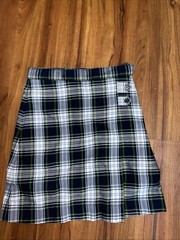 Lands’ End Girls 6 School Uniform Skirt Faux Wrap Adjustable Plaid Blue & Green