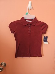 NWT Izod Girls Size XXS (4/5) Burgundy School Uniform Polo Shirt