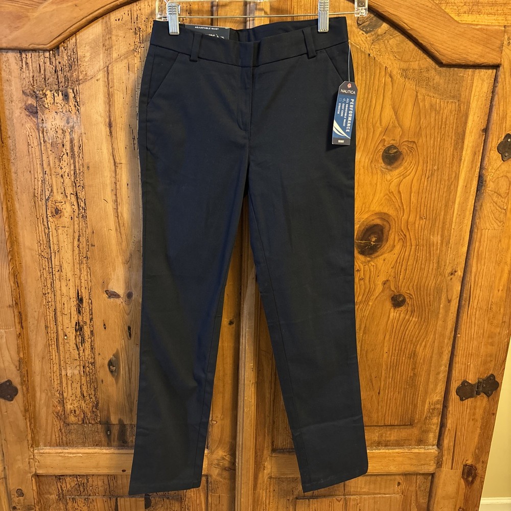 Nautica Adjustable Waist Girls School Uniform Navy Color Size 12 Regular Skinny
