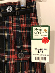 Flynn & O’Hara Red Black Green Plaid Pleated Wrap Around Uniform Skirt Girls 12x