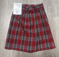 Becky Thatcher Skirt Red Gray Plaid Pleated School Uniform Girls 5 NWT Skort