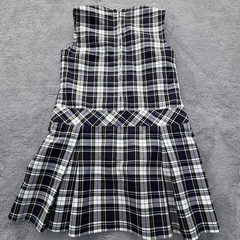 DENNIS Dress Girls 8 Blue Gray Plaid Uniform School Skirt Pleated Drop Waist USA