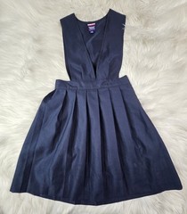 French Toast Little Girls’ Toddler V-Neck Pleated Jumper, Navy, 7