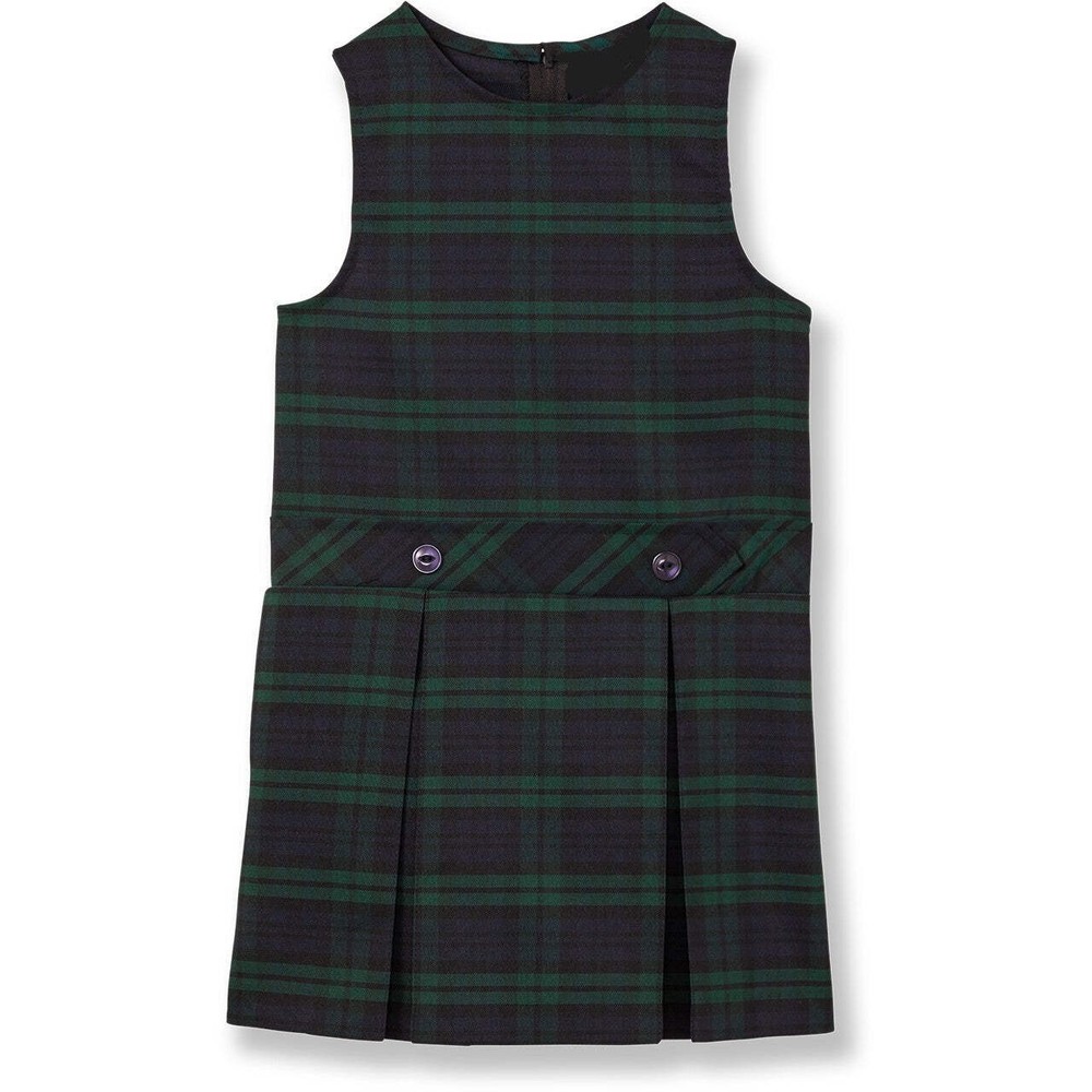 Drop‑Waist Plaid Jumper, School Uniform