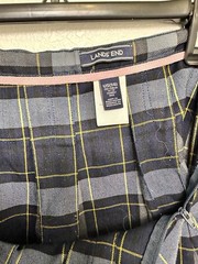 Lands’ End Girls Plaid Pleated School Academia Skirt Size 14 Blue Gray Yellow