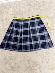 Lands’ End Girls Plaid Pleated School Academia Skirt Size 14 Blue Gray Yellow