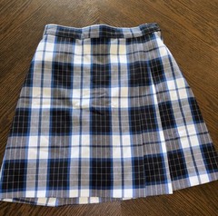Girls Mills Co. Plaid Knife Pleat No Roll Skirt Reg. Blue And White Sz 8
